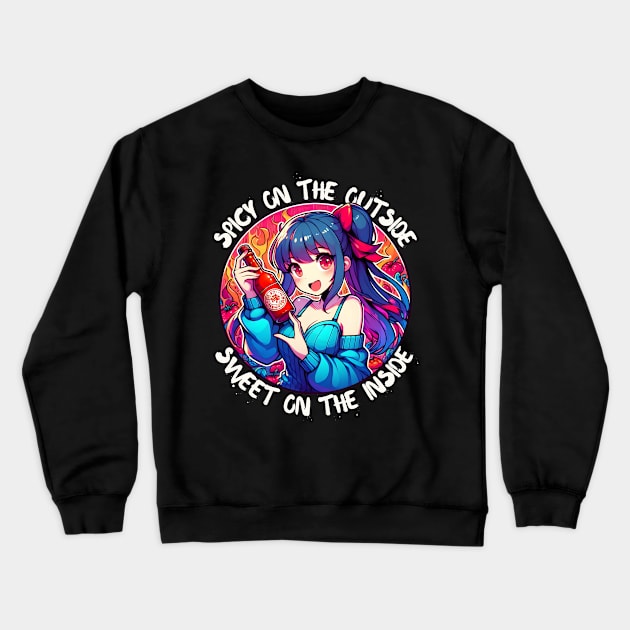 Hot sauce Anime girl Crewneck Sweatshirt by Japanese Fever